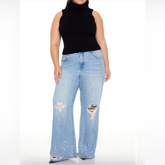 Forever 21 heavily studded jeans rhinestone jeans 12 new nwt - Picture 2 of 3